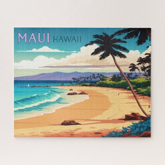 Maui Hawaii Kaanapali Beach  Retro Legpuzzel (Horizontaal)