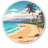 Maui Hawaii Kaanapali Beach  Retro Sticker (Voorkant)