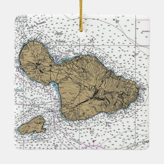 Maui Hawaii Nautical Chart Keramisch Ornament (Achterkant)