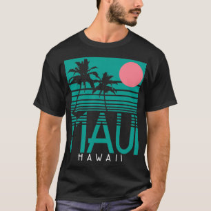 Maui Hawaii Palmbomen Surf  Retro Hawaïaans T-shirt