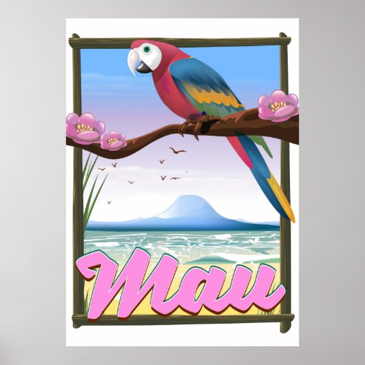 Maui Hawaii papegaaimanie reisposter Poster (Voorkant)