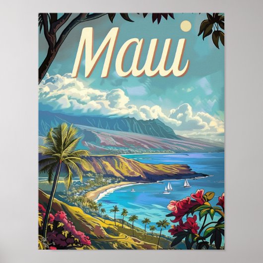 Maui Hawaii Reizen Poster Art Print Poster (Voorkant)