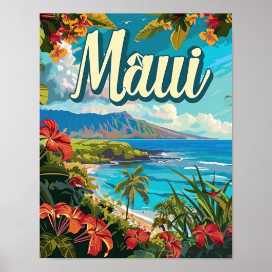 Maui Hawaii Reizen Poster Art Print Poster (Voorkant)