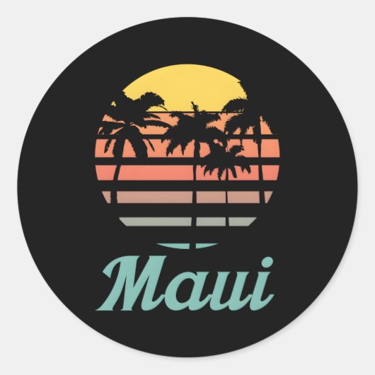 Maui Hawaii Ronde Sticker (Voorkant)
