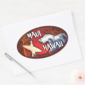 Maui Hawaii surfer blanc vagues art autocollants (Enveloppe)