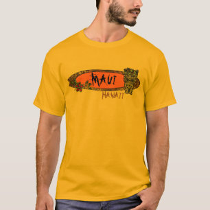 Maui Hawaii tiki surfboard art mans t-shirt