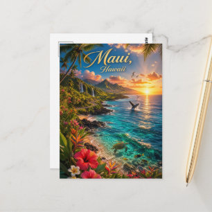 Maui Hawaii Tropische Kustlijn Reisposter Briefkaart