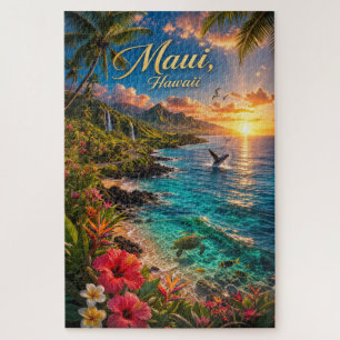 Maui Hawaii Tropische Kustlijn Reisposter Legpuzzel