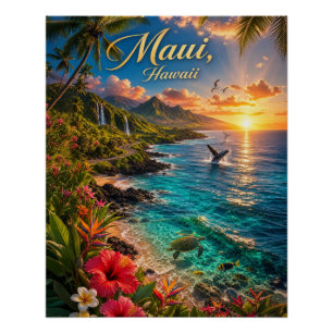 Maui Hawaii Tropische Kustlijn Reisposter Perfect Poster