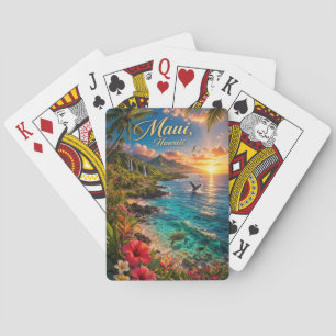 Maui Hawaii Tropische Kustlijn Reisposter Pokerkaarten