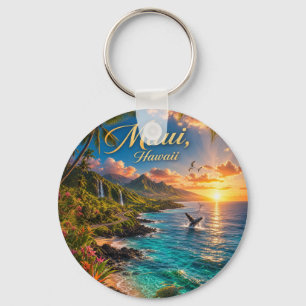 Maui Hawaii Tropische Kustlijn Reisposter Sleutelhanger