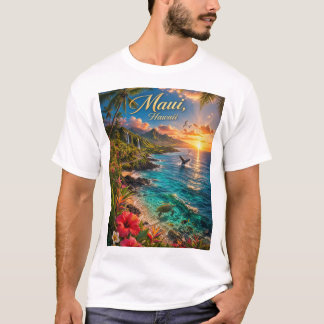 Maui Hawaii Tropische Kustlijn Reisposter T-shirt