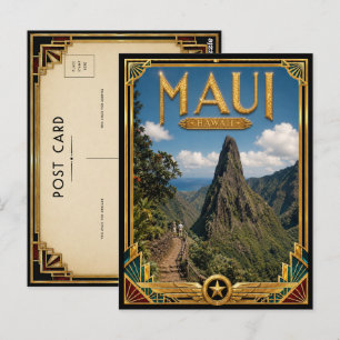 Maui Hawaii Vintage Art Deco Gouden Tijdperk Briefkaart
