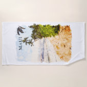 Maui Hawaii Waterverf Illustratie Reizen Strandlaken (Voorkant)