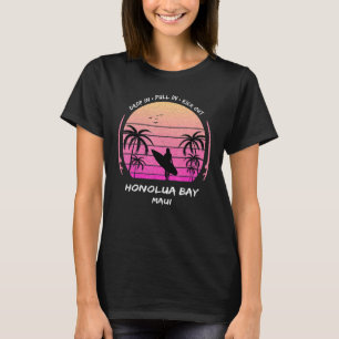 Maui Honolua Bay Drop Pull Kick Surf Palms Aloha H T-shirt