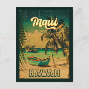 Maui Island Hawaii Retro Palm Trees 60s Souvenirs Briefkaart