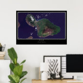 Maui Island Hawaii Satellite Poster Map (Thuiskantoor)