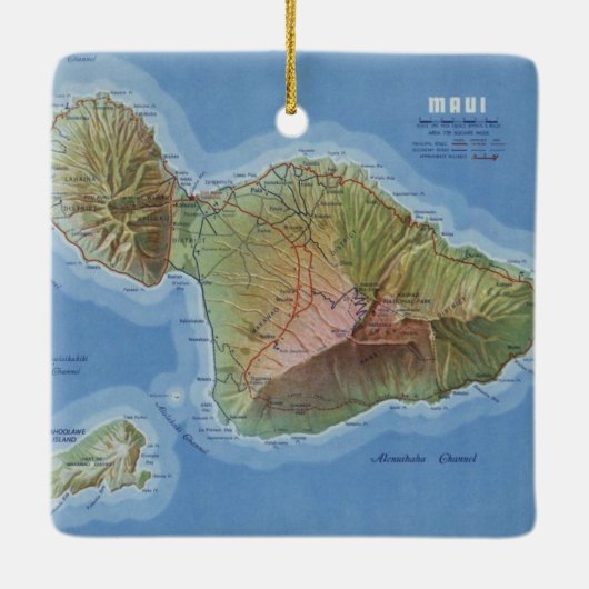 Maui Island Map Keramisch Ornament (Achterkant)