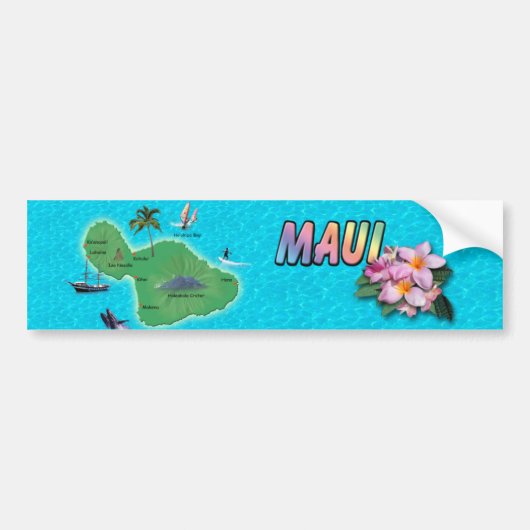 Maui Kaart Bumpersticker (Voorkant)