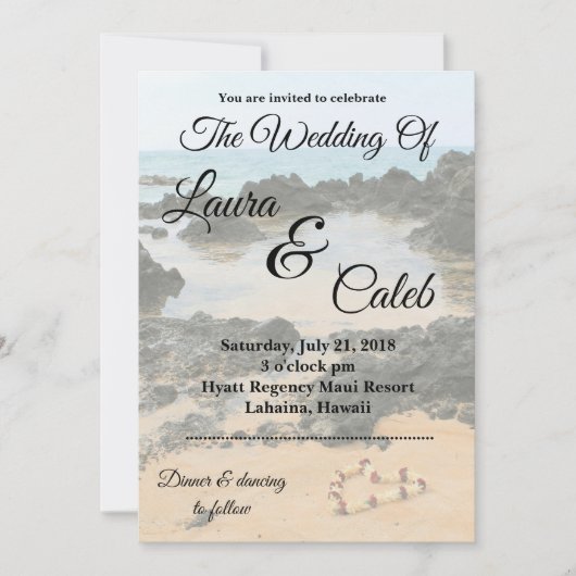 Maui Lei sur Secret Beach Wedding Invitation (Devant)