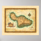 Maui Map of the Hawaiian Islands Poster (Voorkant)