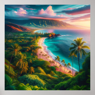 Maui Tropical Hawaiian Island Paradise Poster