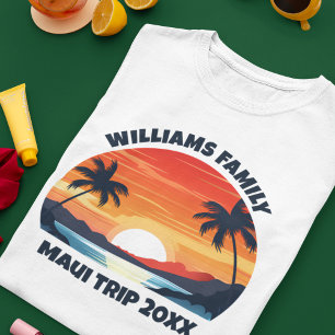 Maui Vakantie Sunrise Palmbomen Gepersonaliseerd T-shirt