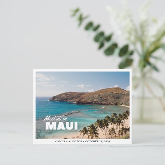 Maui Wedding Beach Save the Date Briefkaart (Staand voorkant)