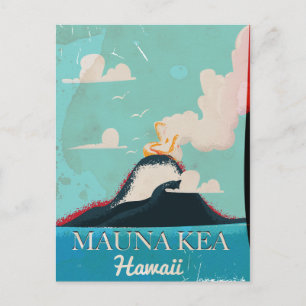 Mauna Kea vulkaan vintage Hawaii reisposter Briefkaart