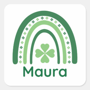 Maura Name Clover Boho Rainbow Vierkante Sticker