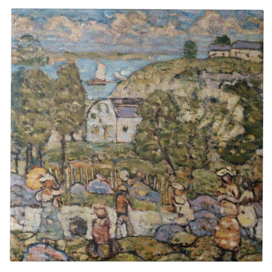 Maurice Prendergast - Landschap nabij Nahant Tegeltje (Voorkant)