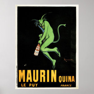 MAURIN QUINA Green Devil French Liquor Absinthe Poster