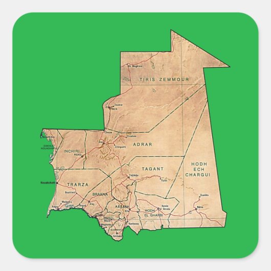 Mauritania Map Sticker (Voorkant)