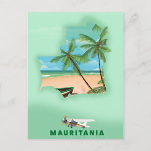Mauritanië geïllustreerde kaart reisposter