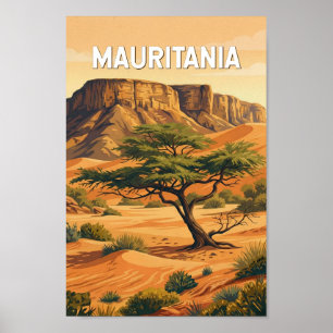 Mauritanië Illustratie Reis Kunst Vintage Poster