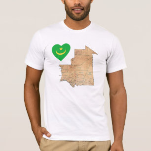 Mauritanië Vlag Hart en Landkaart T-shirt