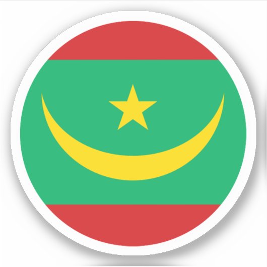 Mauritanië Vlag Ronde Sticker (Voorkant)