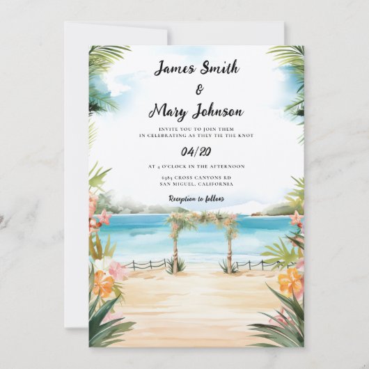 Mauritius Bruiloft Uitnodiging bestemming bruiloft (Voorkant)