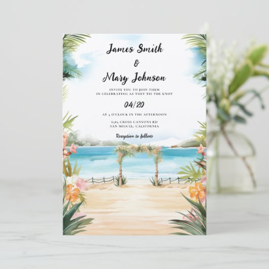 Mauritius Bruiloft Uitnodiging bestemming bruiloft (Staand voorkant)