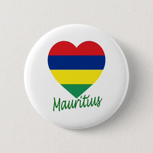 Mauritius Flag Heart Ronde Button 5,7 Cm (Voorkant)