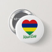 Mauritius Flag Heart Ronde Button 5,7 Cm (Voorkant /achterkant)