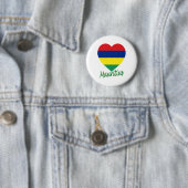 Mauritius Flag Heart Ronde Button 5,7 Cm (In situ)