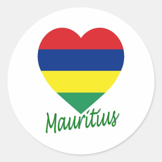 Mauritius Flag Heart Ronde Sticker (Voorkant)