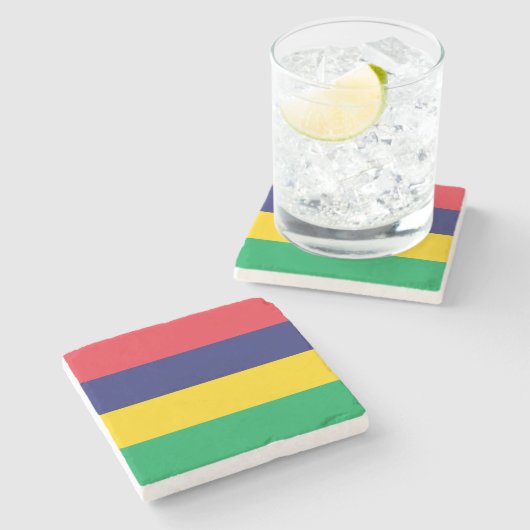 Mauritius Flag Stenen Onderzetter (Zijkant)