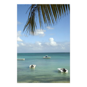 Mauritius, Grand Baie. Boten voor anker in de Foto Afdruk