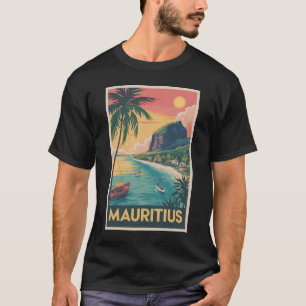 Mauritius Kust Illustratie Reis Kunst Vintage T-shirt