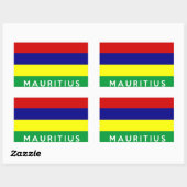 Mauritius Land Vlag Symbool Naam Tekst Rechthoekige Sticker (Vel)