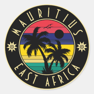 Mauritius-Oost-Afrika Palm Trees Souvenirs Ronde Sticker