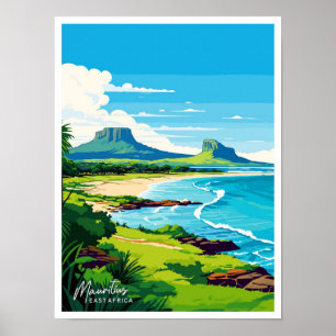 Mauritius Oost-Afrika Reizen illustratie Poster