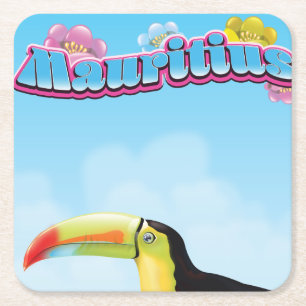 Mauritius reisposter vierkante kartonnen onderzetter